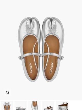 RABOESY Silver Tabi Mary Jane Flats